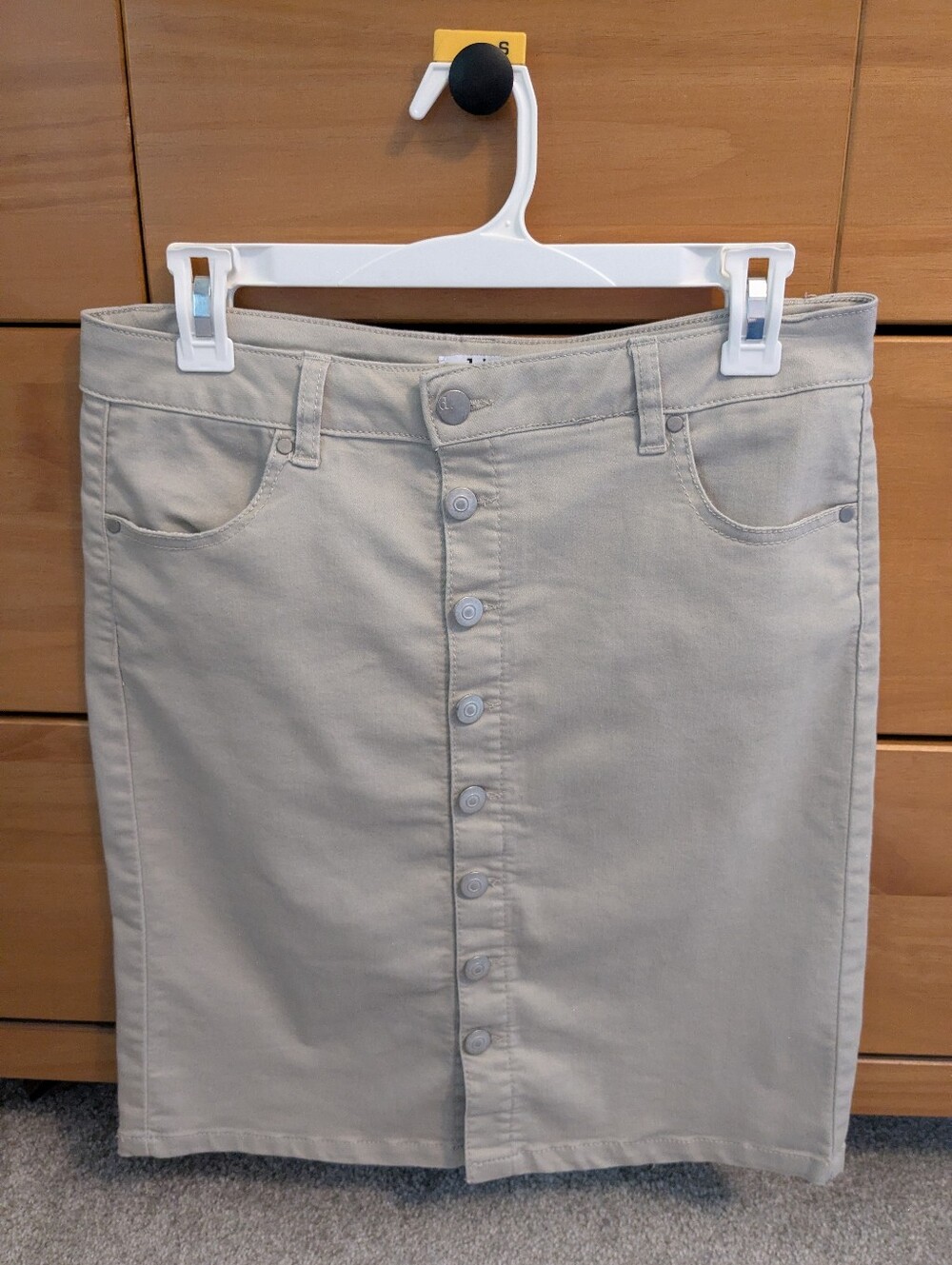 d. jeans Khaki Denim Button-down Pencil Skirt Size 8